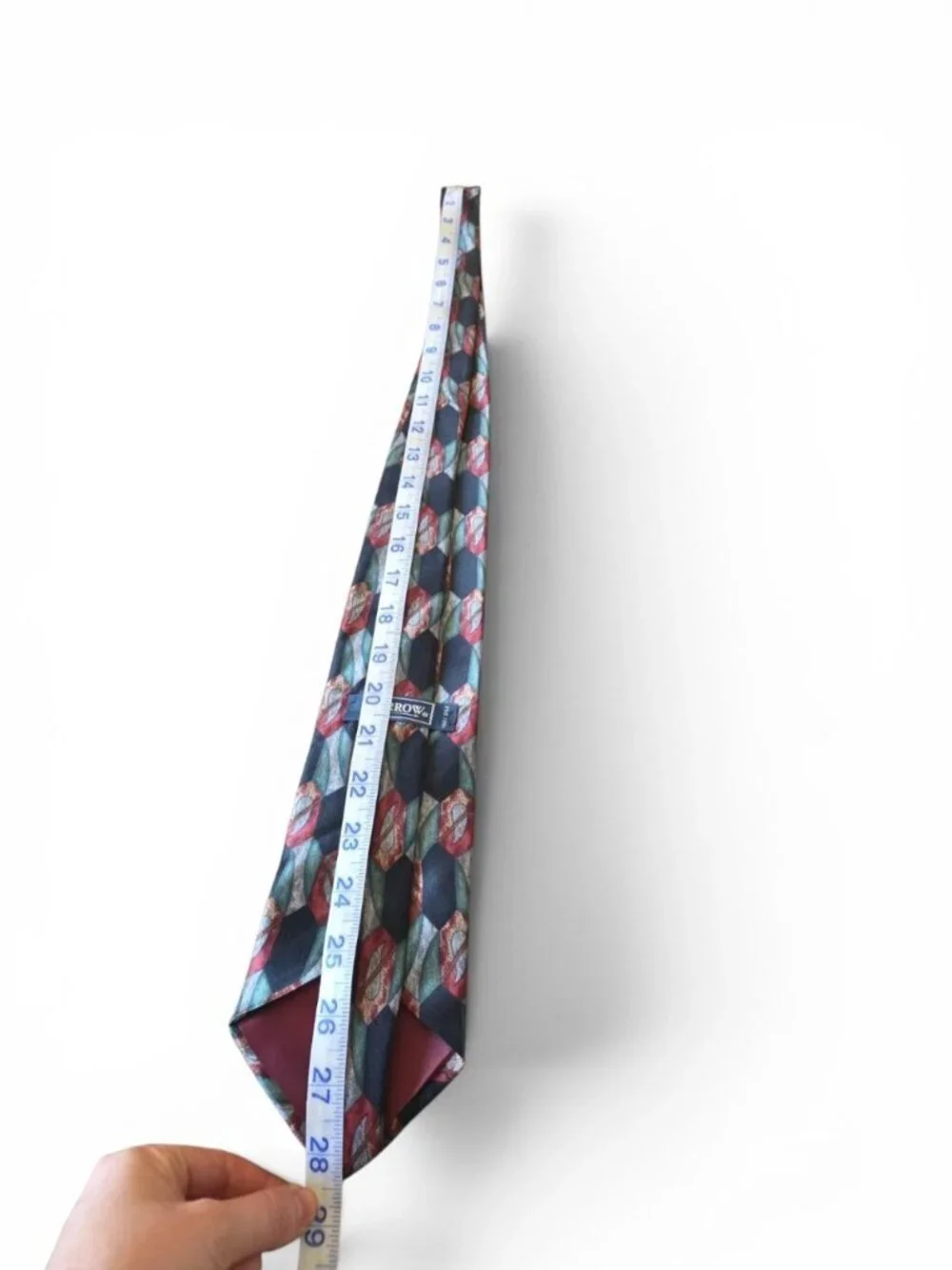 Arrow 100% Silk Tie Geometric Abstract Burgundy Red Black Green Vintage USA